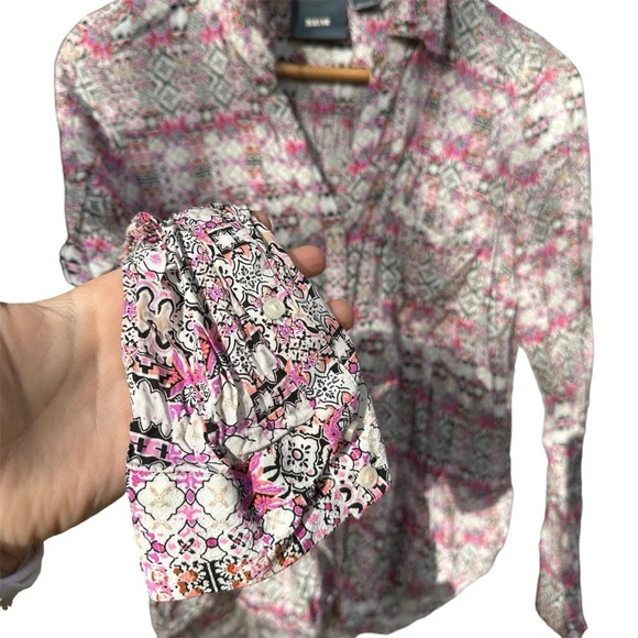 Maeve by Anthropologie Women's Islet Geometric Print Button Down Blouse Medium - Picture 5 of 9